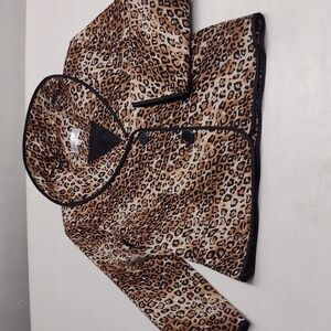 White House Black Market 3/4 Sleeve Leopard Print Blazer Jacket Size 10.